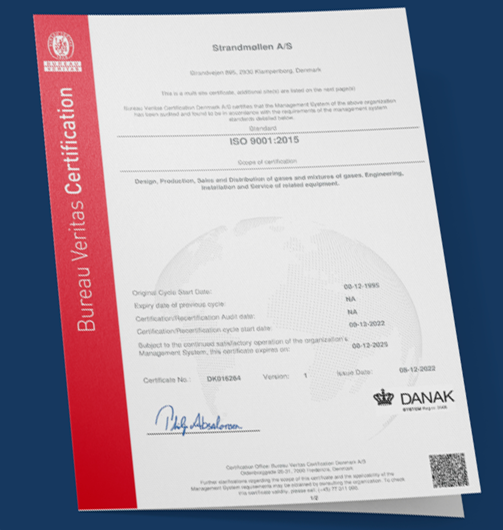 ISO 9001 certifikat engelsk